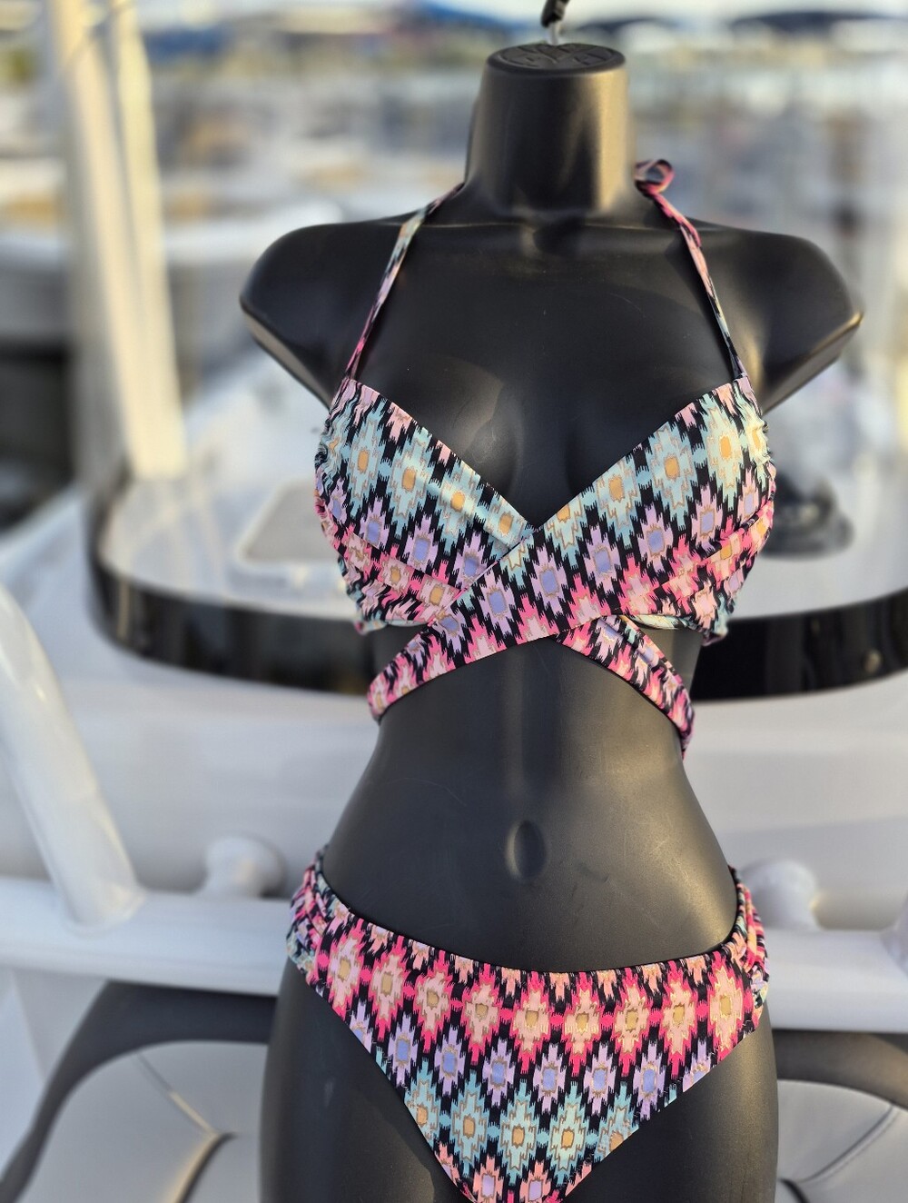 Victoria's Secret Light Pink Bikini Bottom with Multicolor Trim